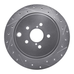 Scion FR-S Brake Rotor (1) - Rear Right - R1 Concepts - Drilled & Slotted - Silver - `10-`25
